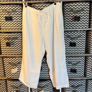 Charter Club White Relaxed Linen Trousers